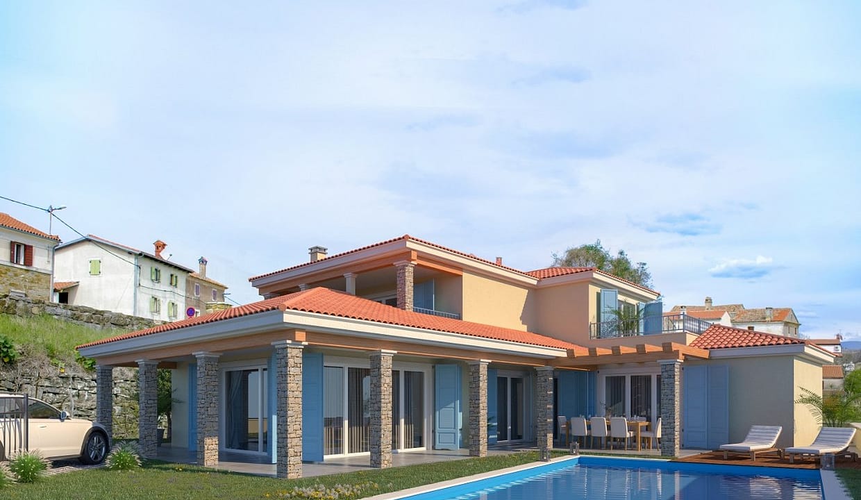 U-06 Neu gebaute Villa mit Pool - 210 m2 – Umgebung Buje – schöner Panorama- und Meerblick – zu verkaufen